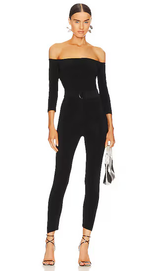 Norma Kamali Off Shoulder Catsuit in Black. - size XL (also in L, M, S, XS, XXS) | Revolve Clothing (Global)