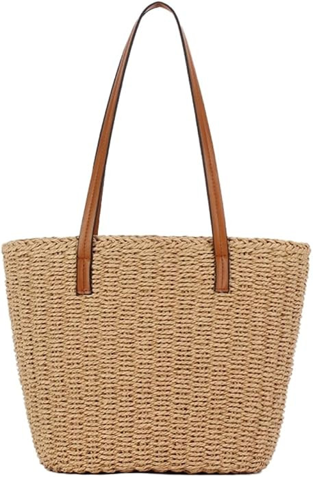 Epsion Straw Beach Bags Tote Tassels Bag Hobo Summer Handwoven Shoulder Bags Purse With Pom Poms | Amazon (US)