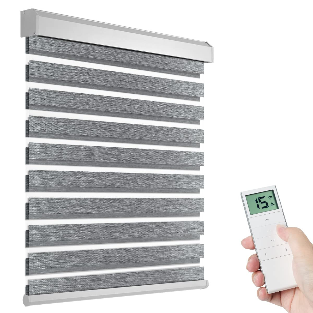 Motorized Zebra Blinds with Remote Control, Electric Dual Layer Sheer Roller Shade Compatible wit... | Amazon (US)