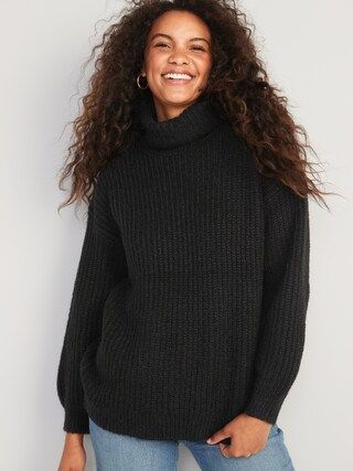 Shaker-Stitch Tunic-Length Turtleneck Sweater for Women | Old Navy (US)