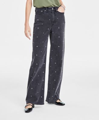 On 34th Women's Black Embellished Wide-Leg Jeans, Created for Macy's - Macy's | Macy's