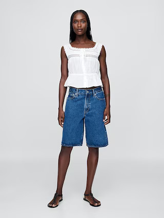 Lace-Trim Peplum Crop Top | Gap (US)