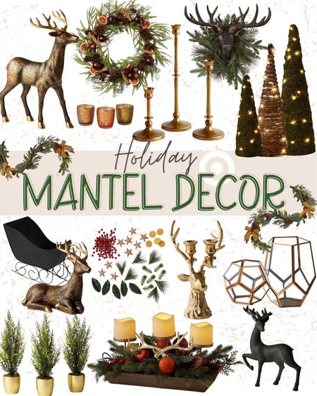 🎄Holiday Mantel/Fireplace decor! Eeeek! Is Halloween over yet?! 😂 
Reindeer, buck, mantle, Christmas decor, trees, candles, wreath, garland, vase filler, lanterns, lamps, home, 

#LTKHoliday #LTKstyletip #LTKSeasonal