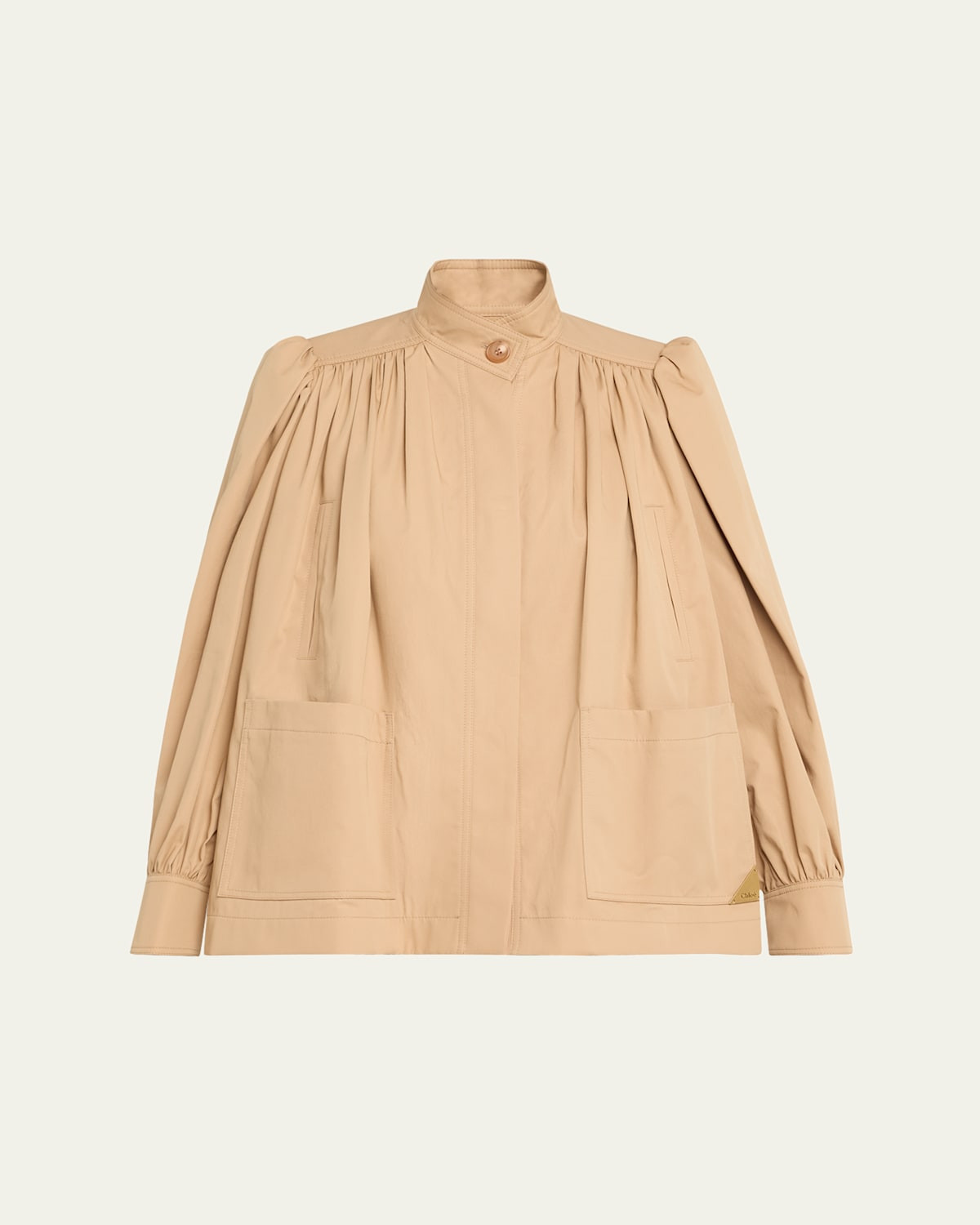 High-Neck Puff-Sleeve Jacket | Bergdorf Goodman