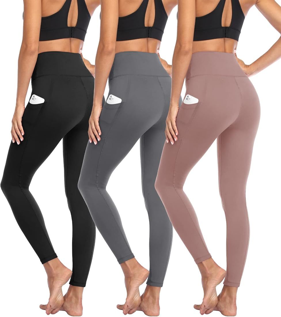 GAYHAY 3 Pack Leggings with Pockets for Women - Tummy Control High Waisted TIK Tok Yoga Reg & Plus S | Amazon (US)