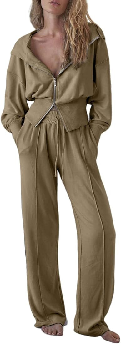 Herseas Womens 2 Piece Casual Outfit Workout Hoodie Sweatsuits with Sweatpant Travel Airport Trac... | Amazon (US)