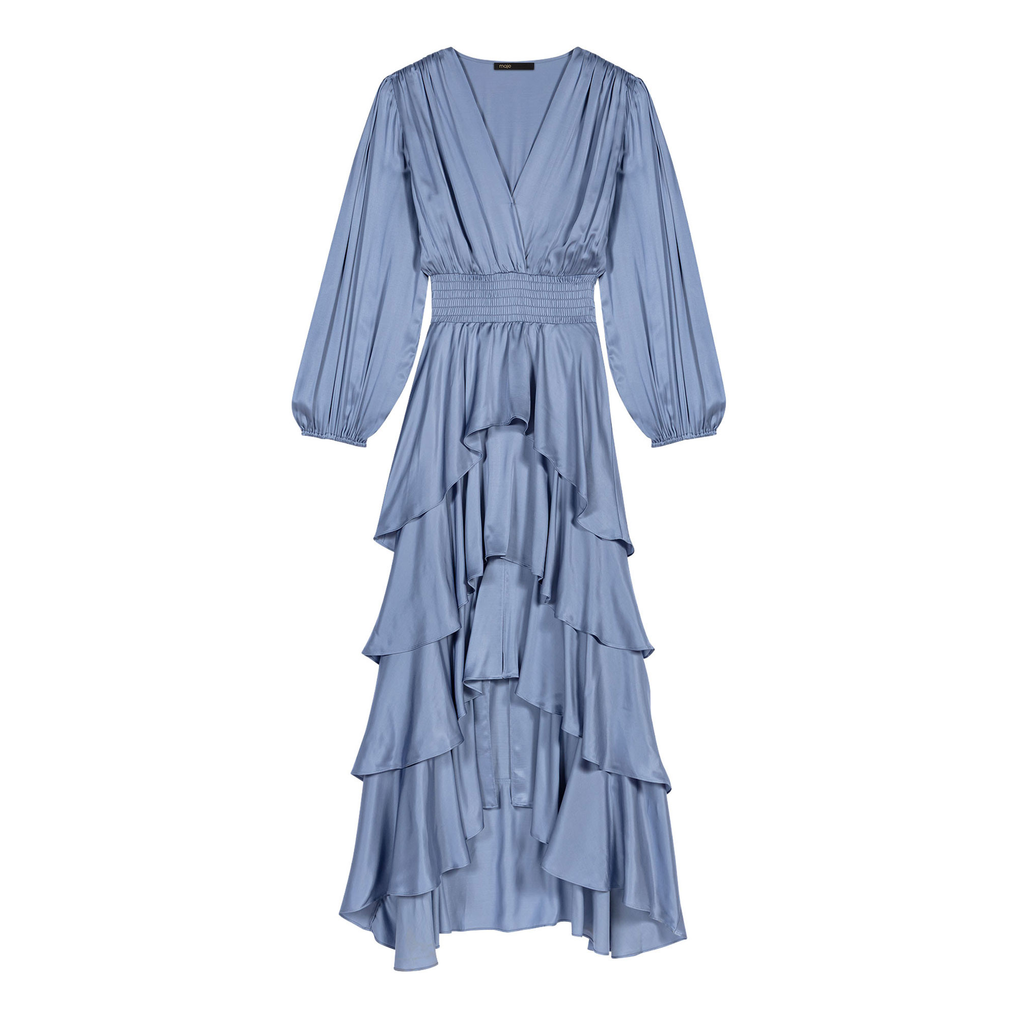 MAJE Ruffinello Tiered Dress - BLUE  GREY | Brown Thomas (IE)