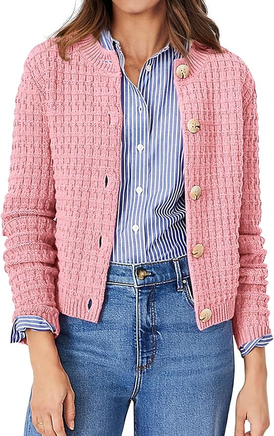PRETTYGARDEN Women's Knit Cardigan Sweaters Casual Long Sleeve Open Front Button Down Trendy Jack... | Amazon (US)
