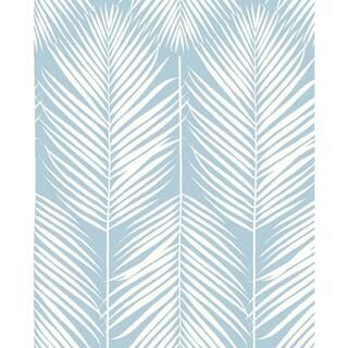 NextWall Palm Silhouette Hampton Blue Coastal 20.5 in. x 18 ft. Peel and Stick Wallpaper NW39812 | The Home Depot