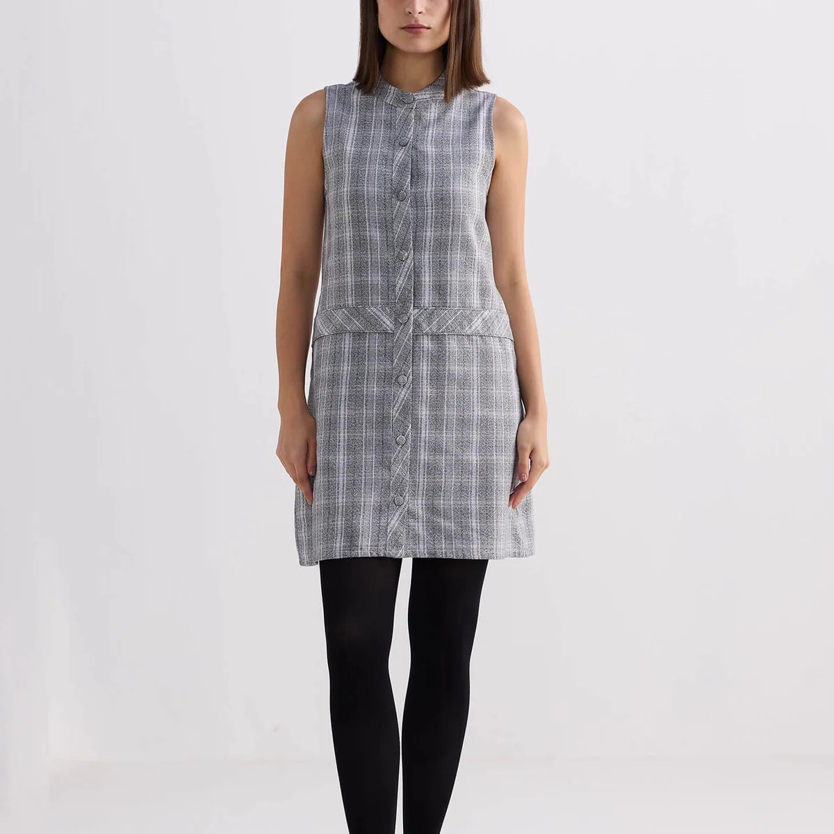 The Cotton Tweed Shift Dress in Grey | Reistor