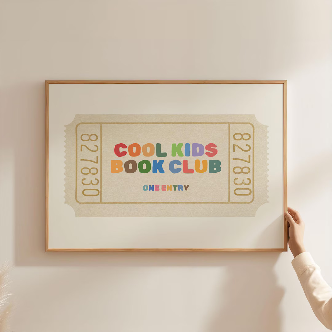 Physical Poster - Cool Kids Book Club Nursery Ticket Print, Colourful Wall Art, Beige Landscape W... | Etsy (US)