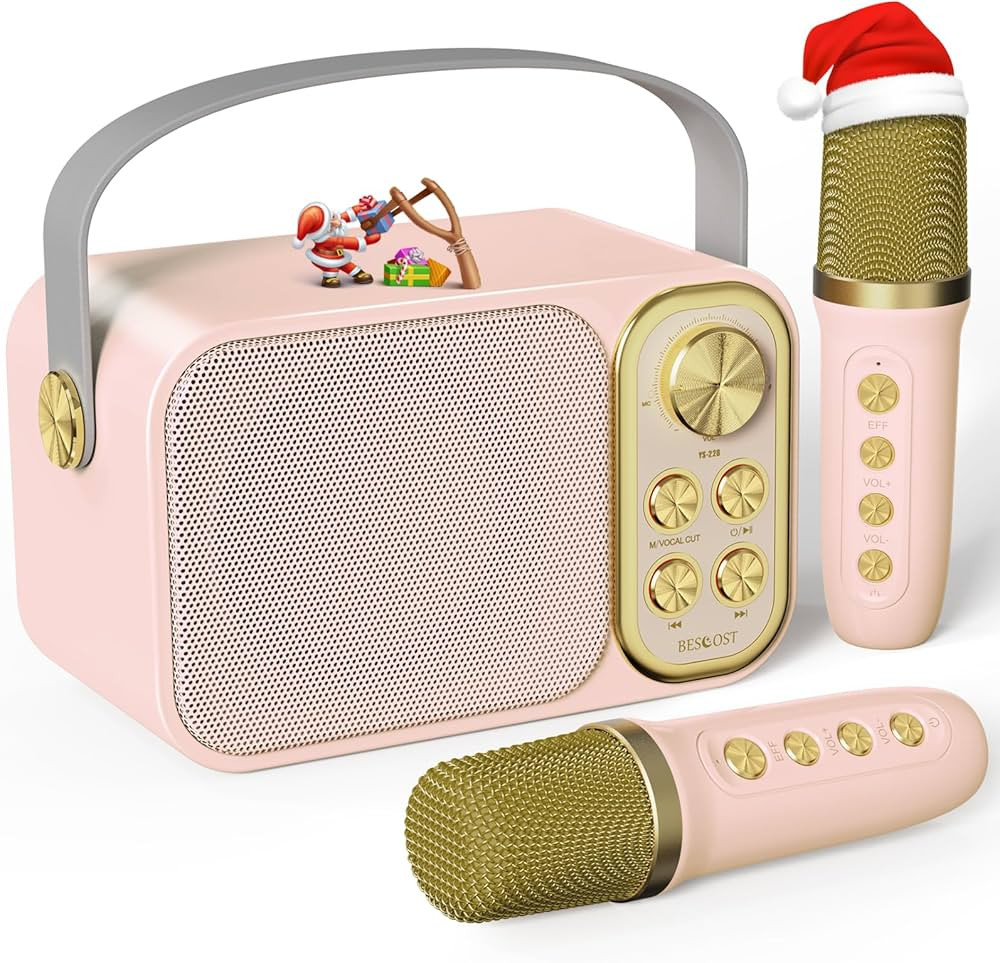 Mini Karaoke Machine for Kids with 2 Wireless Microphone, Portable Bluetooth Speaker, Kids Karaok... | Amazon (US)