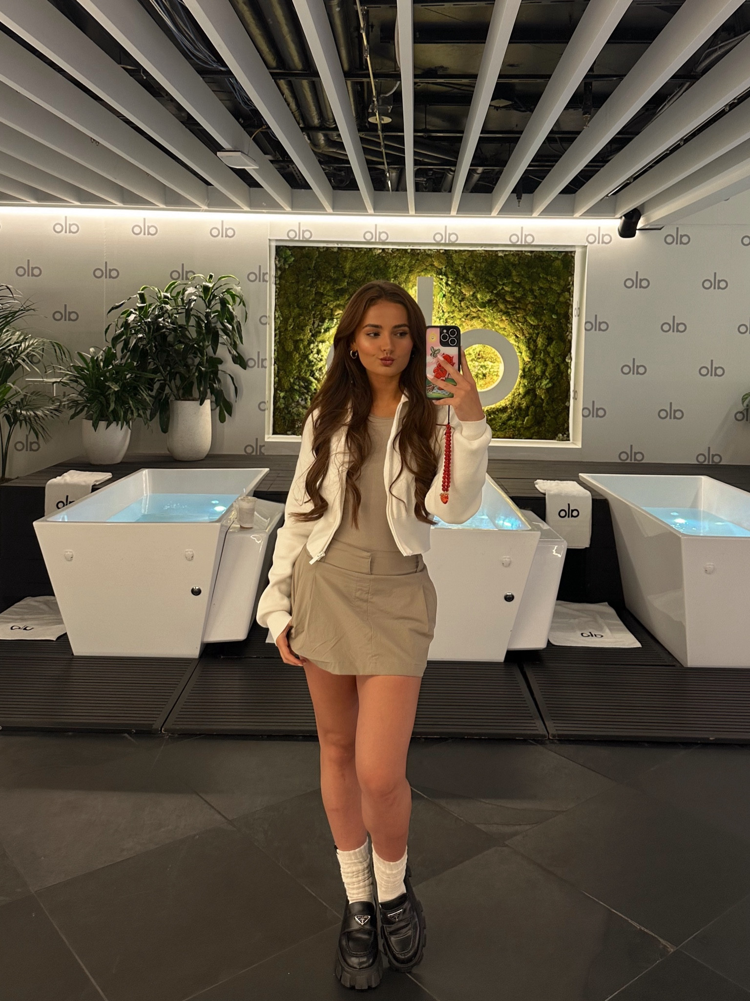 Alo Yoga Scholar Knit Cropped Full Zip Jacket, Ribbed Half-Court Bodysuit, Fan Club Mini Skirt, Unisex Scrunch Sock
Prada Brushed Leather Monolith Loafers

#LTKStyleTip #LTKShoeCrush #LTKWorkwear