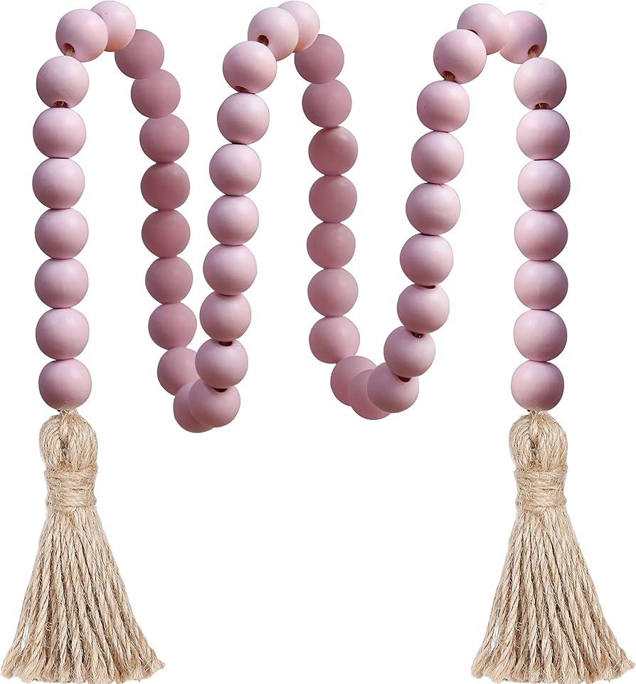 Meplait 39in Wood Bead Garland Farmhouse with Tassels,Versatile Prayer Beads Boho Chic Wall Hangi... | Amazon (US)