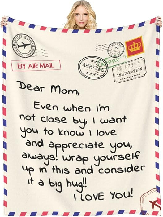 Throw Blankets Anniversary Birthday Gift for Mom from Daughter Son, Dear Mom Blanket for Mother's... | Amazon (US)