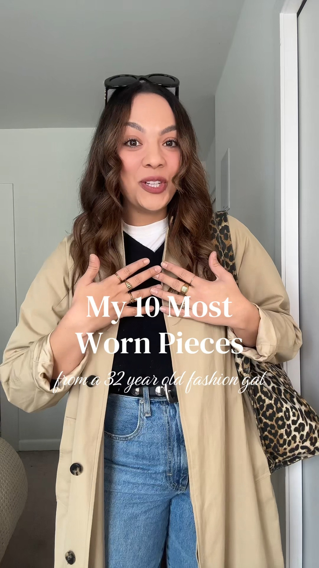 The 10 most worn items in my closet!
1. A trench coat: Aritzia Regent, trenchcoat, I have a size medium. In a light, beige color, lined, and a great layering piece.
2. Quince black studded belt. Perfect for adding extra detail and interest to an outfit.
3. Ganni leopard print tote bag. A great way to add texture and colour to a basic outfit. 
4. Aritzia black wool coat with scarf. A great piece to elevate any outside outfit, and you can remove the scarf if you like. I have a medium.
5. Aritzia slouch coat in cognac. A slightly oversized coat, I have a size medium.
6. Reformation Jo sweater in tan. Long oversized sweater that is just the perfect cut, I have a size large.
7. Aritzia lodge pants. A pull on pair of black pants with a tie at the front, you don’t have to iron. These, they are super easy to wear to work. I have a size medium.
8. Gap low rise loose jeans in indigo, I have a size 10. A perfect everyday jean. 
9. Aritzia black oversize blazer. A great way to elevate any outfit, I have a size 10.
10. Aritzia effortless pants. A high-rise pair of tailored trousers, I have a size 10. My favourite pair of trousers I wear them all the time!


#LTKcanada #LTKstyletip #LTKwinter