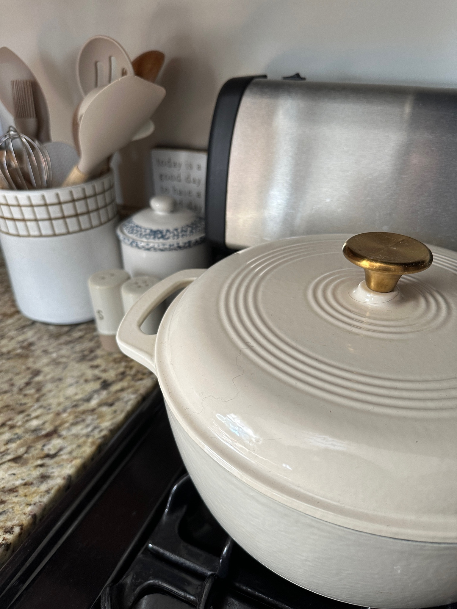 Neutral kitchen inspo

 Cream Enamel cast iron Dutch oven 6 qt, brass knob, utensil crock, silicone cooking utensils, salt and pepper shaker, minimal home, functional decor,  Amazon, Etsy, custom wood sign, affordable finds, le cruset look a like, look for less, Nordstrom, William sonoma


#LTKfindsunder100 #LTKhome #LTKfindsunder50