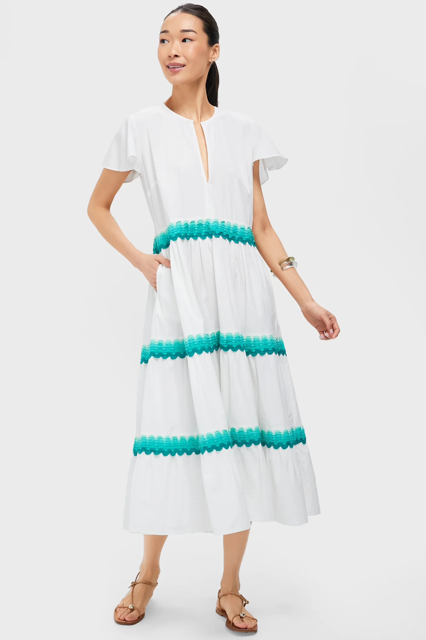 Pacifica Aqua V Neck Maxi Dress | Tuckernuck (US)