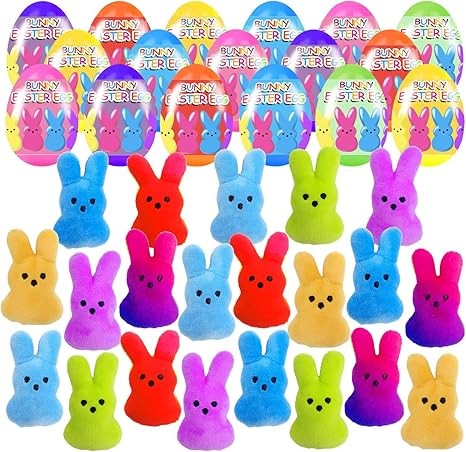 18 Pcs PreFilled Easter Eggs with Plush Bunny Toys Inside Perfect for Kids Girls Boys Easter Egg ... | Amazon (US)