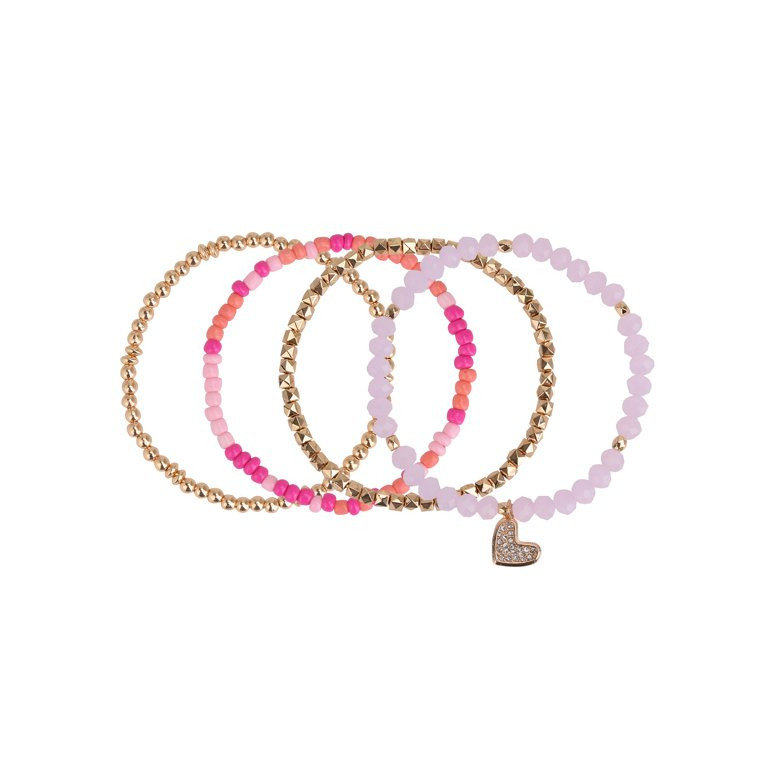 Time and Tru Women's Gold-Tone 4pc Heart Bracelet Set | Walmart (US)