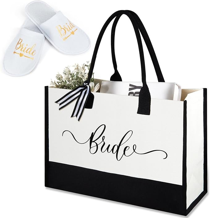 Weewooday 2 Pcs Gifts for Bride Include Bride Tote Bag and Slippers, Hen Party Accessories Bridal... | Amazon (UK)