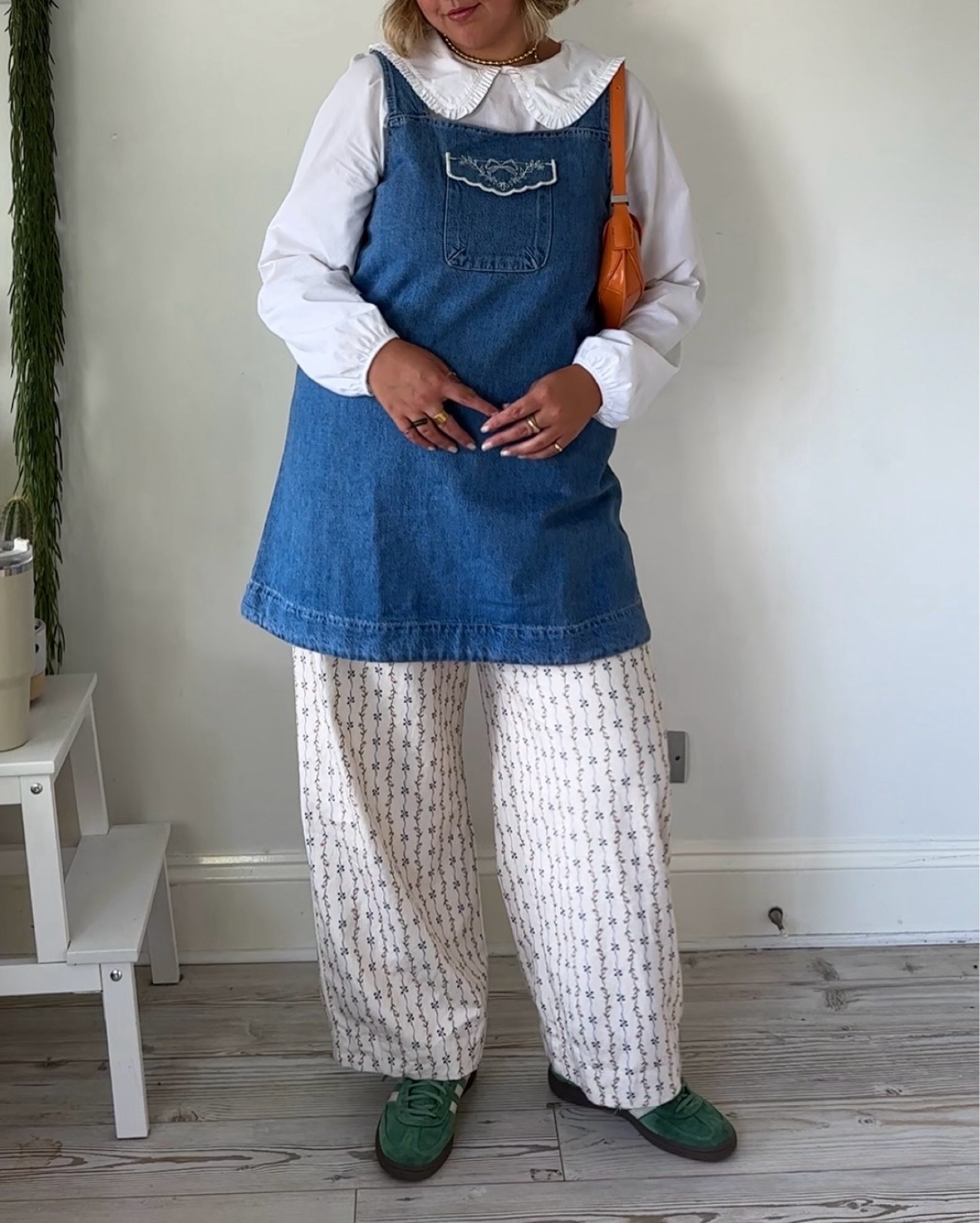 Dress over jeans autumn outfit with large collared shirt.

#LTKmidsize #LTKautumn #LTKuk