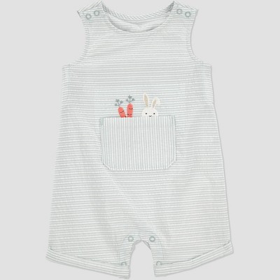 Carter's Just One You® Baby Striped Bunny Jumpsuit - Green Newborn | Target