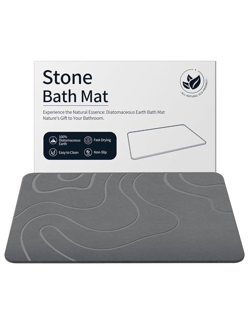 Stone Bath Mat Diatomaceous Earth Shower Mat Non-Slip Super Absorbent Diatomite Stone Mats for Ba... | Amazon (US)