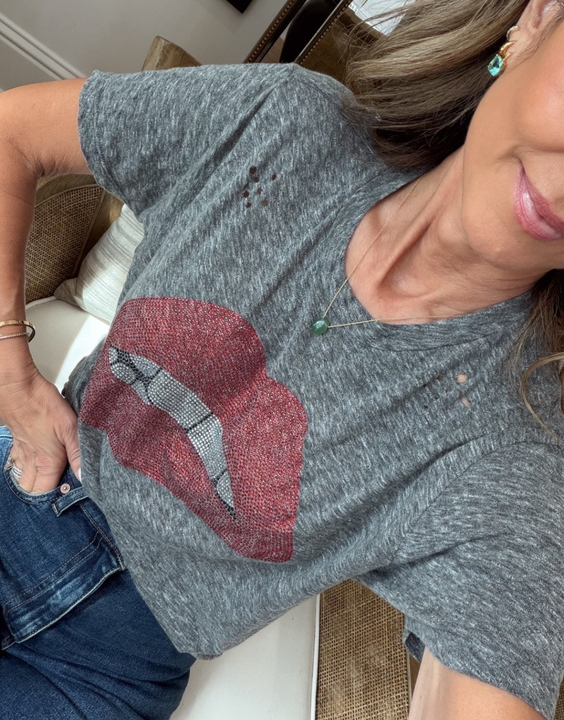 -Wearing Small in t-shirt. It’s so soft girls! Fun under blazers or denim jackets too. 


#LTKootd #LTKOver40 #LTKmomlife