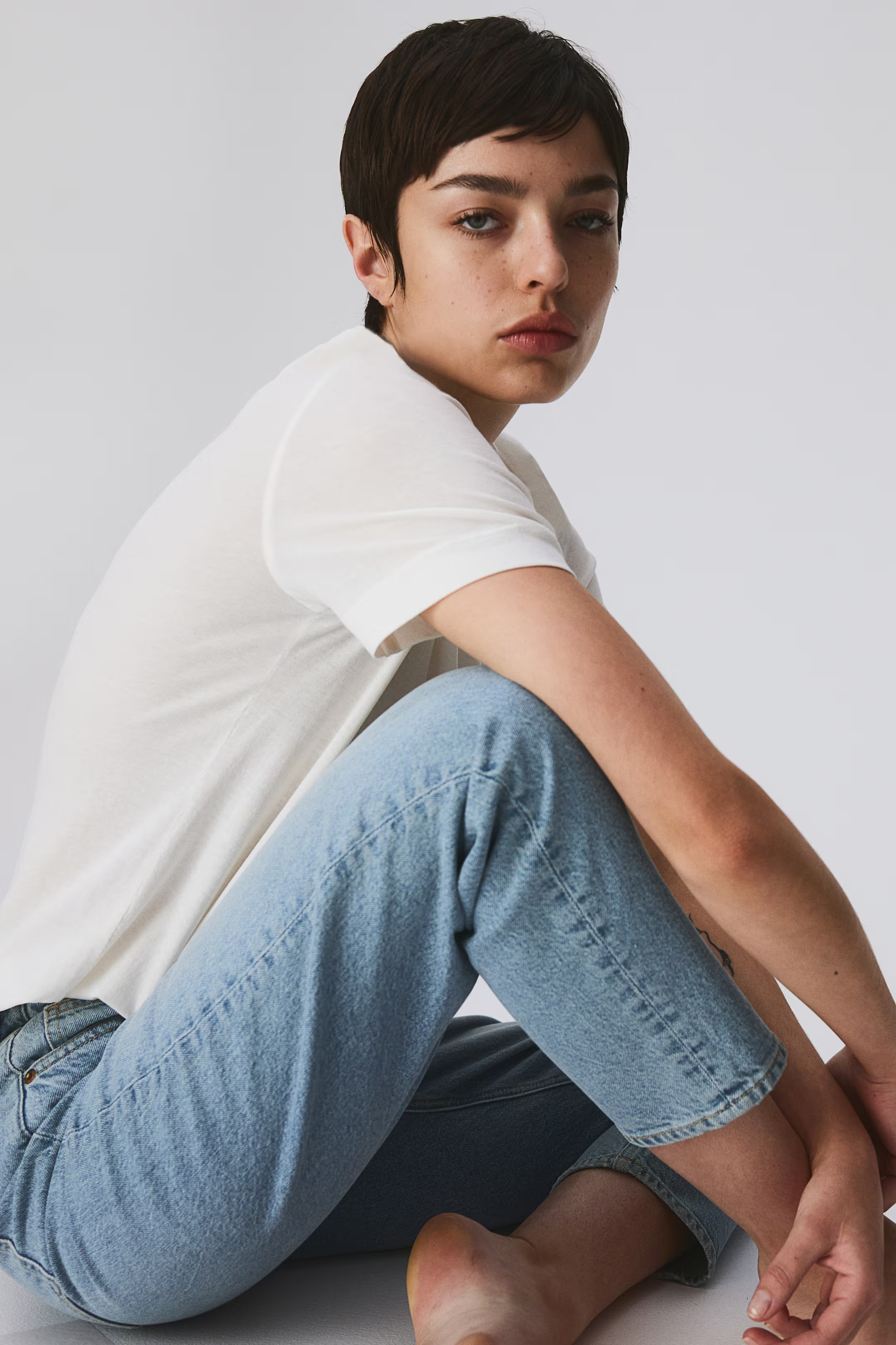 Slim Mom High Ankle Jeans - High waist - Ankle length - Light denim blue - Ladies | H&M GB | H&M (UK, MY, IN, SG, PH, TW, HK)