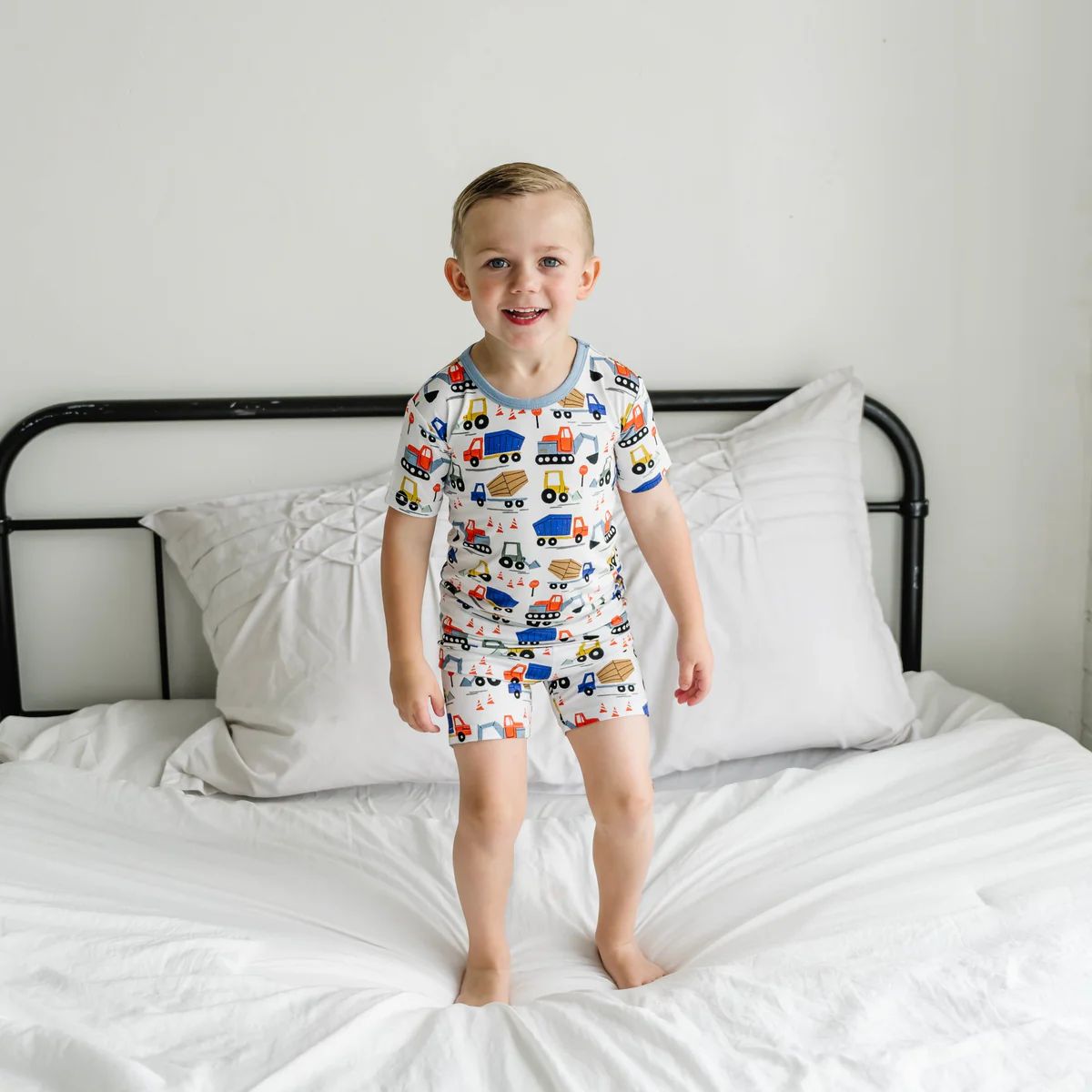 Construction Two-Piece Short Sleeve & Shorts Pajama Set | Little Sleepies