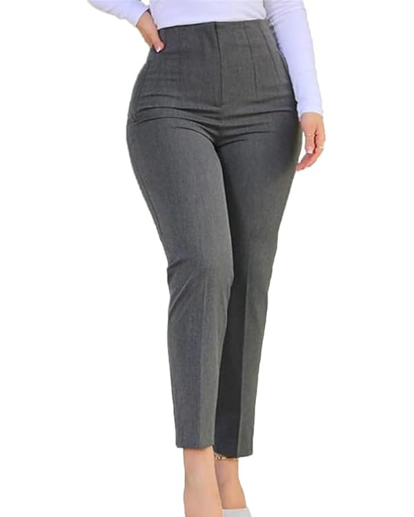 BIRW Womens Stretchy High Waisted Pants Trendy Skinny Business Work Casual Pencil Trousers with P... | Amazon (US)