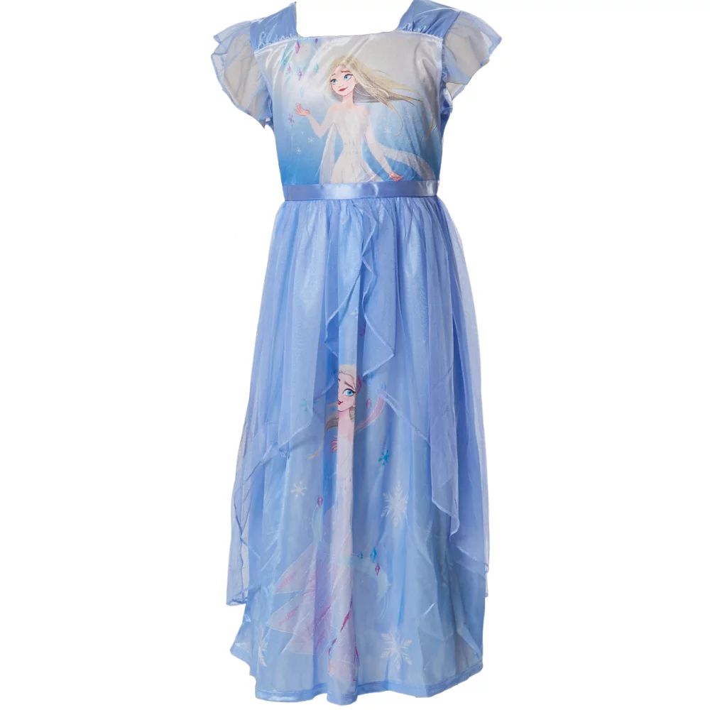 Disney Elsa Girls Fantasy Gown Nightgowns Disney Princess Fantasy Gown Sleepwear Blue | Walmart (US)