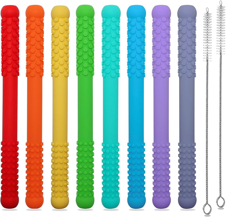 Teething Straws Sticks for Babies 6-12 12-18 Months, Hollow Teething Tubes for Infant Toddlers Nu... | Amazon (US)
