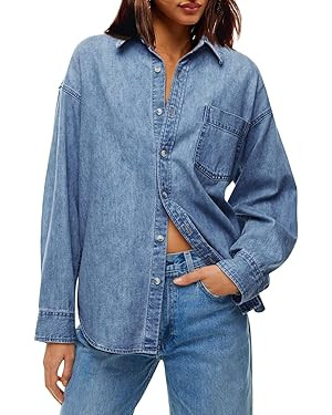 Cicy Bell Womens Oversized Denim Shirts Jackets Button Down Curved Hem Long Sleeve Jean Tops Shac... | Amazon (US)