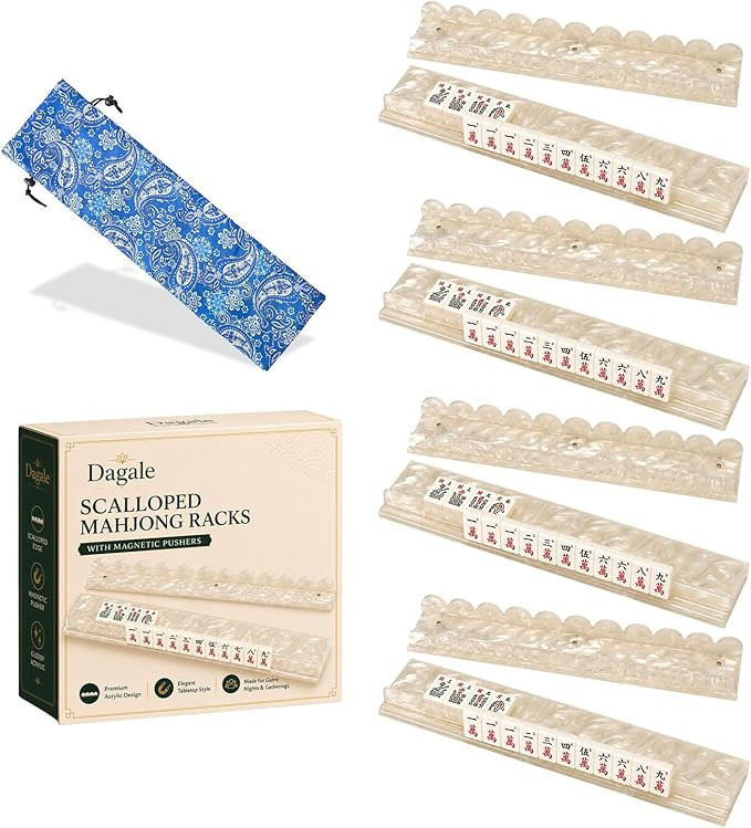 Scalloped Mahjong Racks with Magnetic Pushers, 17.5"/20" Acrylic Mahjong Rack Set for American Ma... | Amazon (US)