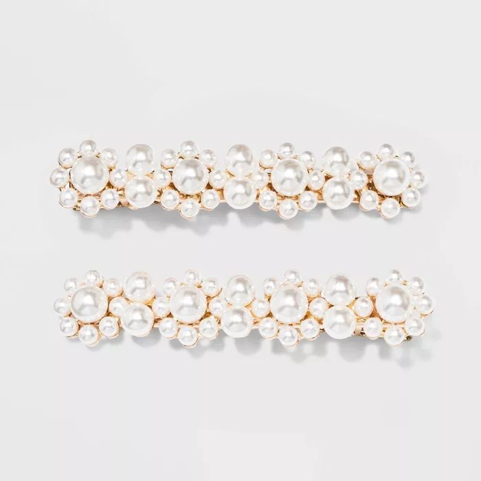 Cultured Pearl Hair Clips 2pc - A New Day™ White | Target
