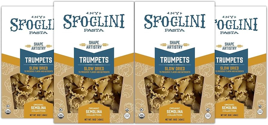 Sfoglini Organic Durum Semolina Trumpets Pasta, 16 Ounce, (Pack of 4) | Amazon (US)