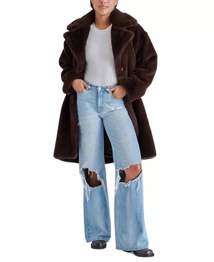 Steve Madden Women's Emery Oversized Long Faux Fur Coat - Macy's | Macy's