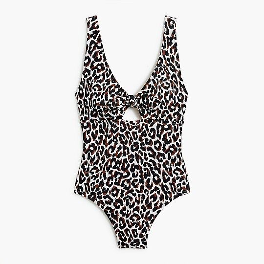 Leopard cutout one-piece swimsuit with bow | J.Crew Factory