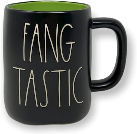 Rae Dunn FANG TASTIC Matte Black Coffee Tea Mug Cup Green Inside Halloween | Amazon (US)