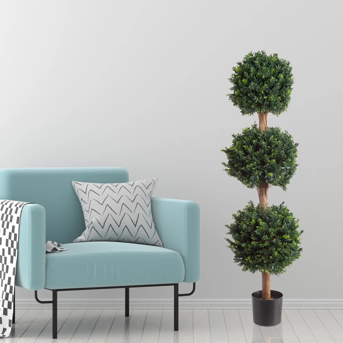Darby Home Co Artificial Tree - 5FT Faux Hedyotis Topiary Ball Plant in Weighted Pot - Fake Plant... | Wayfair North America