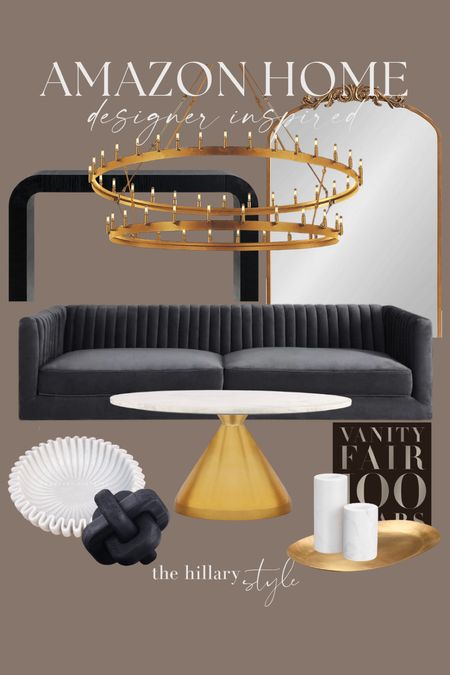 Amazon designer inspired home! 

Mirror. Console table. Chandelier. Coffee table book. Candle holder. Basket tray. Knot. Bowl. Sofa. 

#LTKstyletip #LTKhome #LTKsalealert