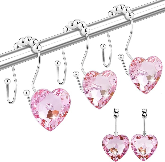 Shower Curtain Hooks Rings for Bathroom, 12PCS Valentines Day Heart Stainless Steel Rust Resistan... | Amazon (US)