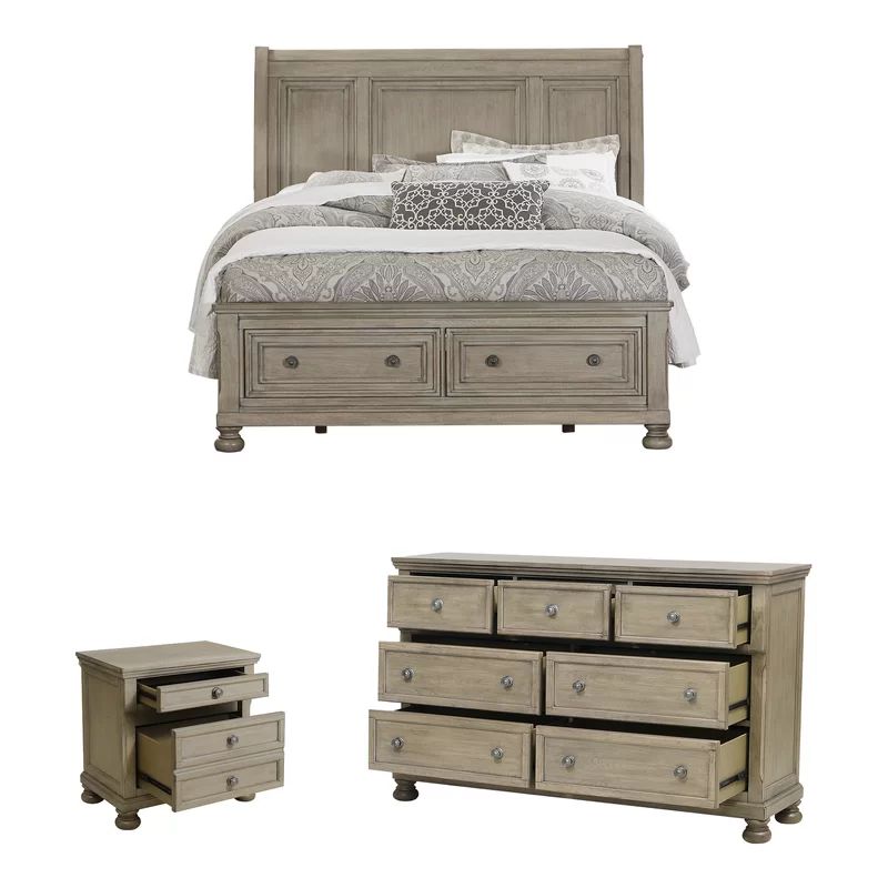 Alek Solid Wood Platform 3 Piece Bedroom and Dresser Set | Wayfair North America