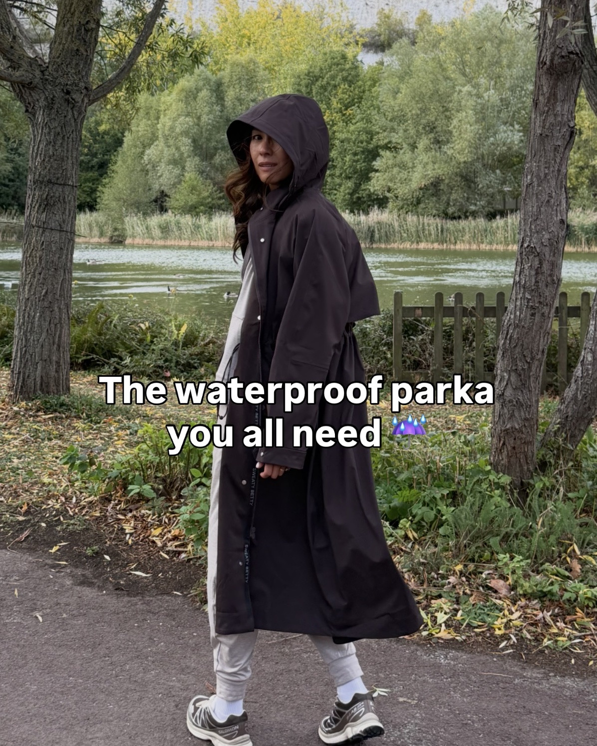 The waterproof parka you need! 💯 waterproof, stylish and perfect for the temperamental British weather. I wear size small.