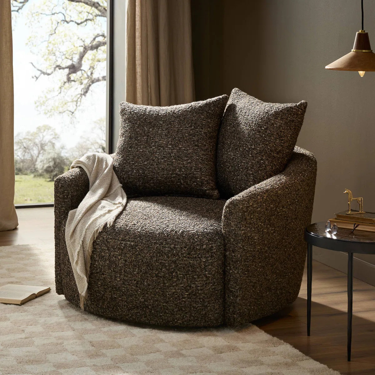 Chloe Oversized Upholstered Swivel Armchair | Wayfair North America