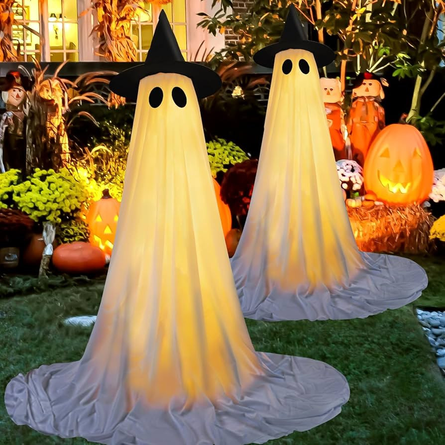 Halloween Decorations Ghost Outdoor Light Up Ghost Kit 2Packs, Halloween Decor with String Lights... | Amazon (US)