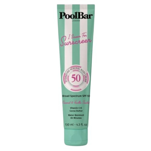 PoolBar SPF 50 Hydrating Mineral Body Sunscreen Cream for Women and Men Skin Care - Coconut Vanil... | Amazon (US)