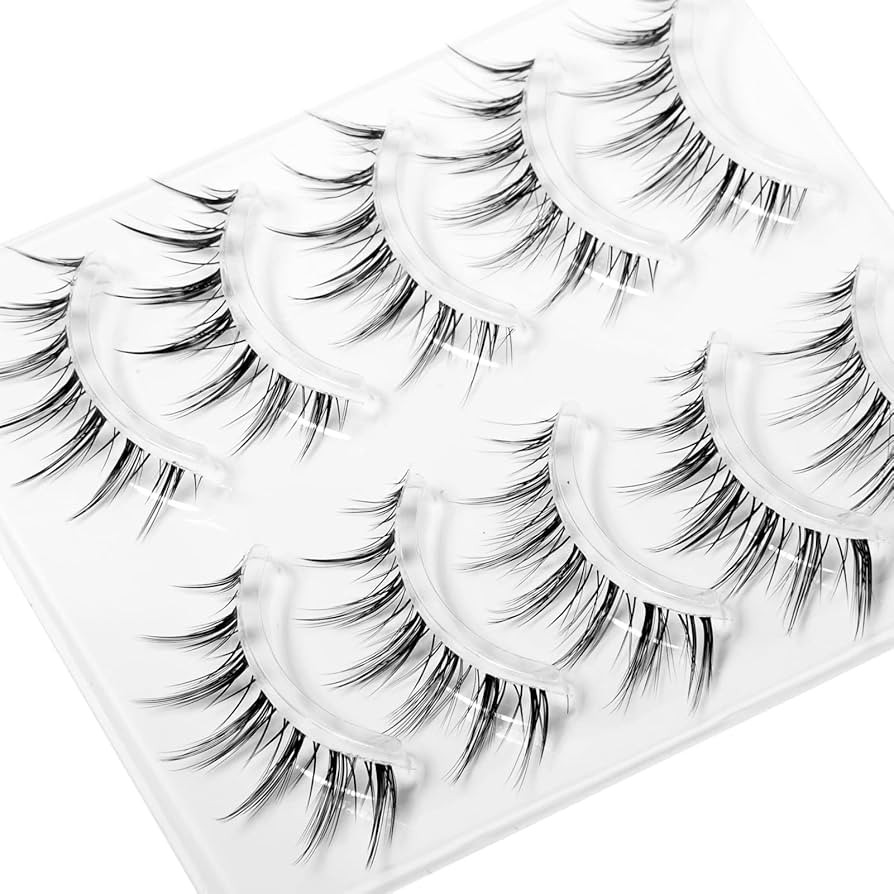 Manga Lashes Natural Look Eyelashes Mink Lashes 5 Pairs Calesi False Lashes Clear Band Wispy Natu... | Amazon (US)